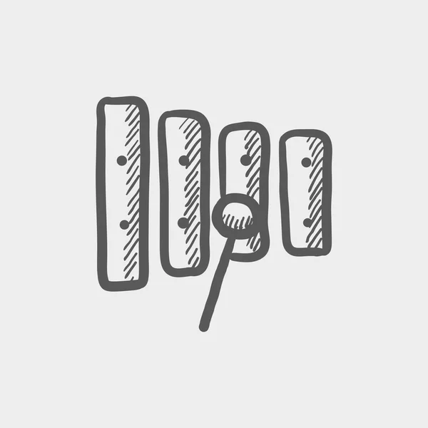 Xylophone avec icône de croquis de maillet — Image vectorielle