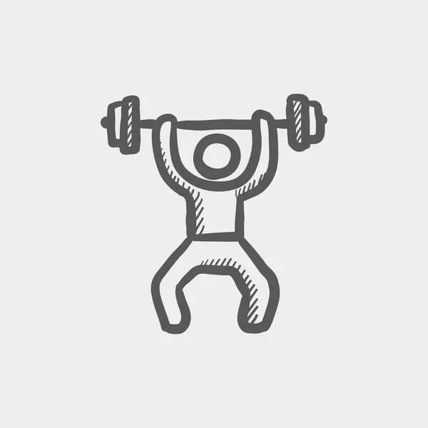 Weightlifter man with barbell sketch icon — Stock Illustration Weightlifter man with barbell sketch icon Stock Illustration