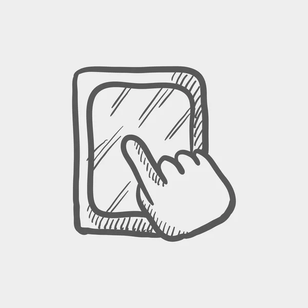 Tablet icona dello schizzo touchscreen — Vettoriale Stock