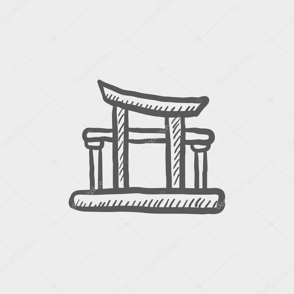 Famous gate sketch icon