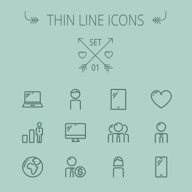 Teknoloji ince çizgi Icon set