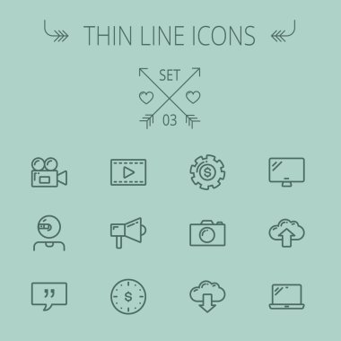 Teknoloji ince çizgi Icon set