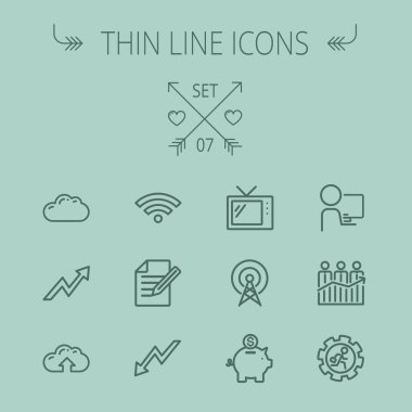İş ince çizgi Icon set