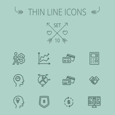 İş ince çizgi Icon set
