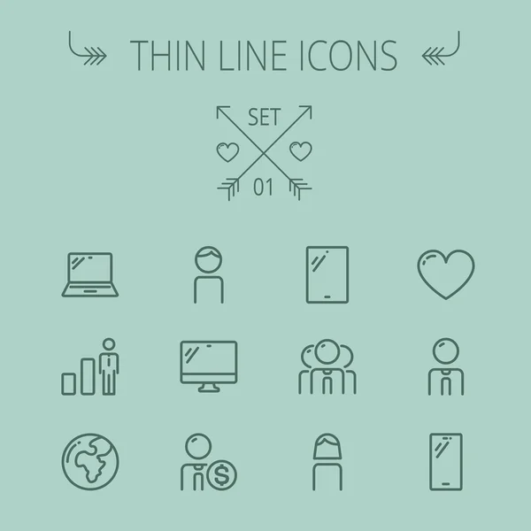 Technology thin line icon set — Stock Vector