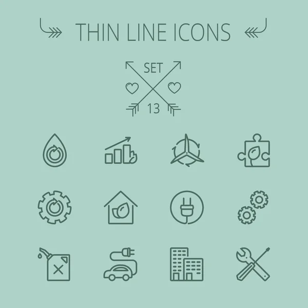 Ecology thin line icon set — Stock vektor