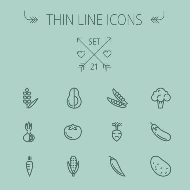 Gıda ince çizgi Icon set