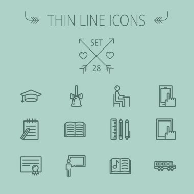 Eğitim ince çizgi Icon set