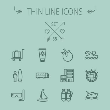 Seyahat ince çizgi Icon set