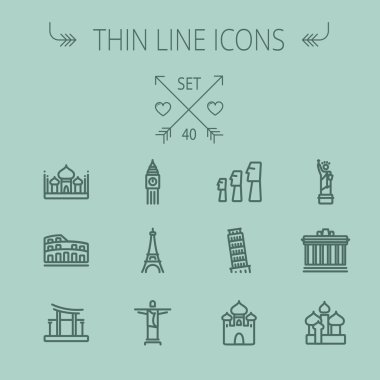 Seyahat ince çizgi Icon set