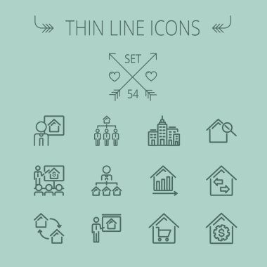 Emlak ince çizgi Icon set