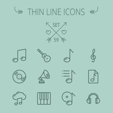 Müzik ve eğlence ince çizgi Icon set
