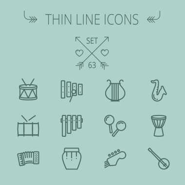 Müzik ve eğlence ince çizgi Icon set