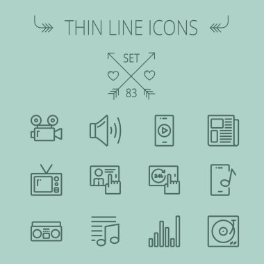 Mutimedia ince çizgi Icon set