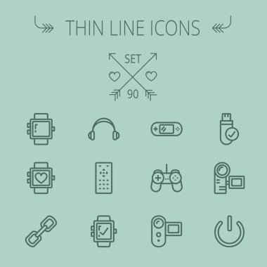 Teknoloji ince çizgi Icon set