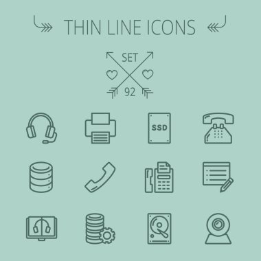 Teknoloji ince çizgi Icon set