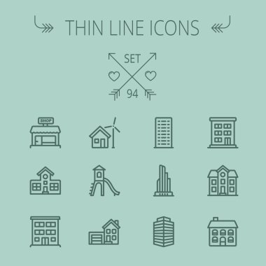 İnşaat ince çizgi Icon set
