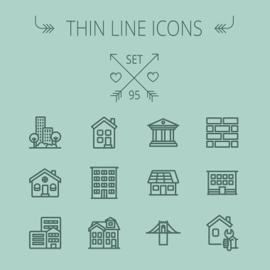 İnşaat ince çizgi Icon set