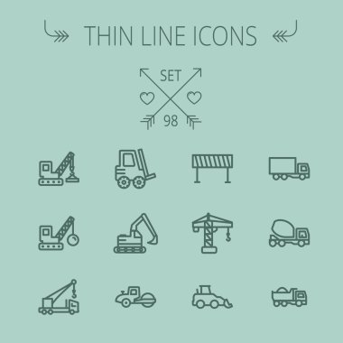 Construction thin line icon set clipart