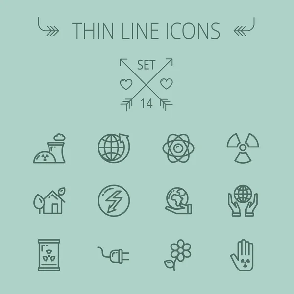 Ecology thin line icon set — Stock vektor