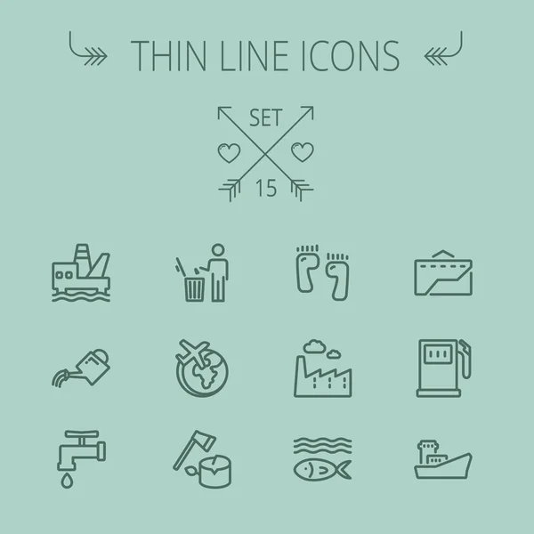 Ecology thin line icon set — 图库矢量图片