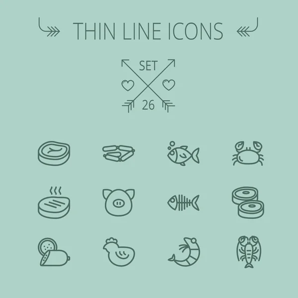 Food thin line icon set — Stock Vector