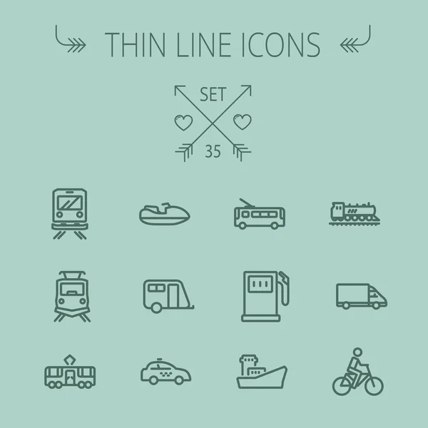 Transportation thin line icon set — Stock Vector