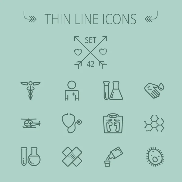 Médecine ligne mince icône ensemble — Image vectorielle
