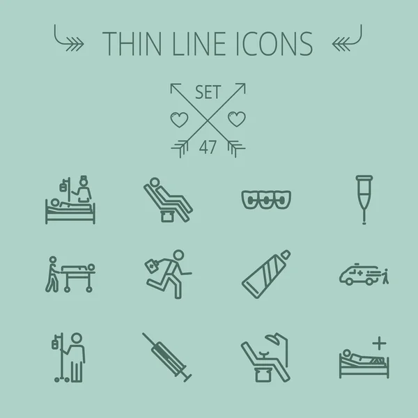 Medizin Thin Line Icon Set — Stockvektor