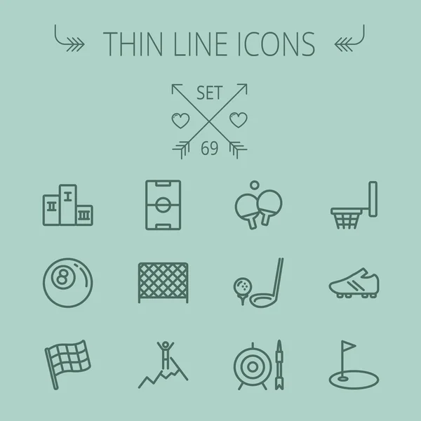 Sport Thin Line Icon gesetzt — Stockvektor