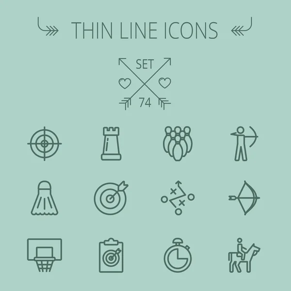 Sport Thin Line Icon gesetzt — Stockvektor