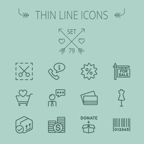 Business shopping thin line icon set