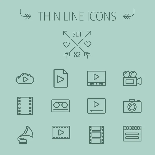 Mutimedia thin line icon set — Stock Vector