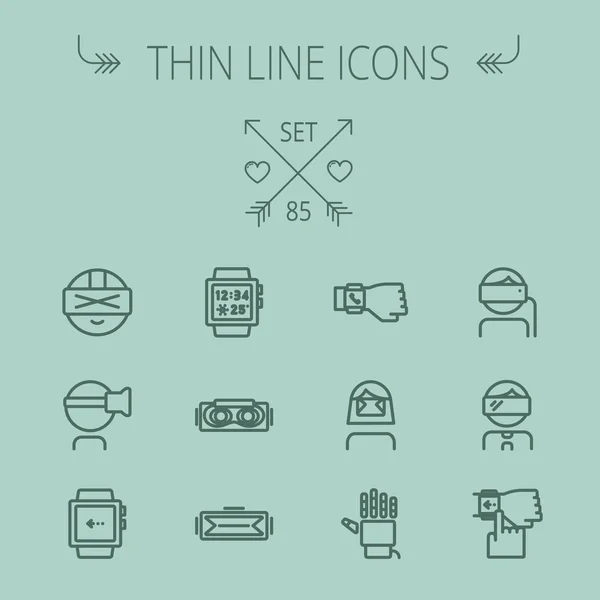 Technologie Thin Line Icon Set — Stockvektor
