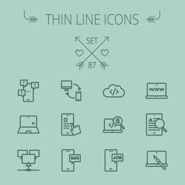 Technology thin line icon set — Stock Vector