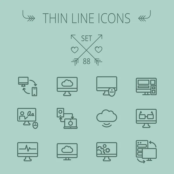 Technology thin line icon set — Stock Vector