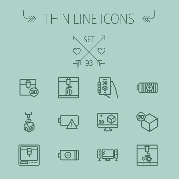 Technologie Thin Line Icon Set — Stockvektor