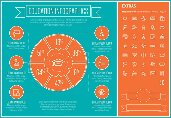 教育ライン デザイン インフォ グラフィック テンプレート — ストックベクタ