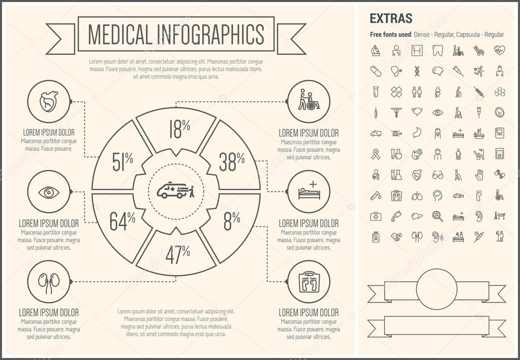 Medical Line Design Infographic Template