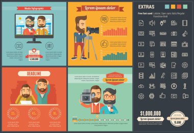 Medya düz tasarım Infographic şablonu