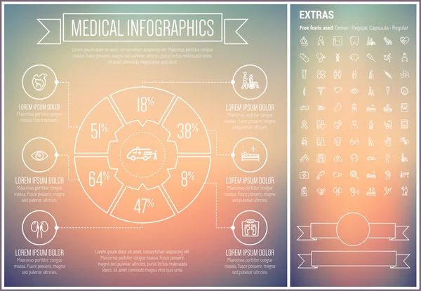 Modelo Infográfico de Design de Linha Médica — Vetor de Stock