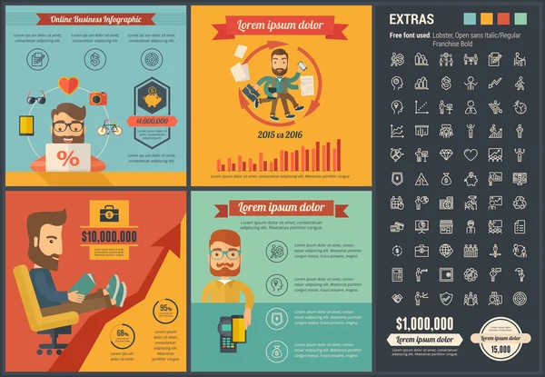 Plantilla de infografía de diseño plano de negocio en línea — Archivo Imágenes Vectoriales