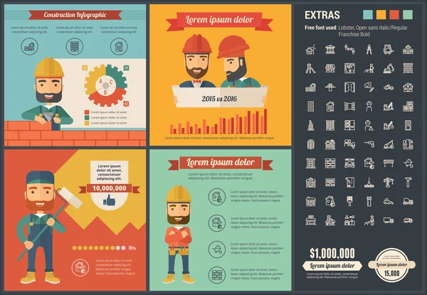Construction flat design Infographic Template — 스톡 벡터