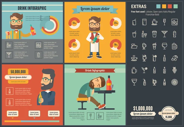 Drink flaches Design Infografik-Vorlage — Stockvektor