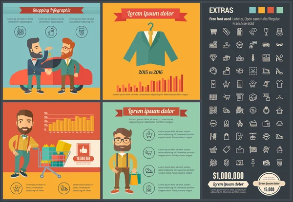 Plantilla de infografía de diseño plano de compras — Archivo Imágenes Vectoriales