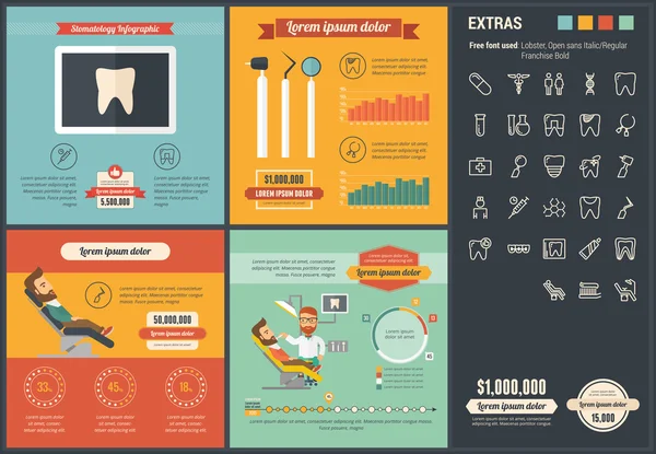 Estomatologia design plano Modelo Infográfico — Vetor de Stock