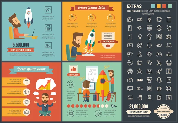 Plantilla de infografía de diseño plano de inicio — Archivo Imágenes Vectoriales