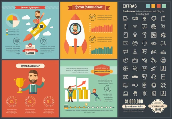 Technologie a plochý design Infographic šablona — Stockový vektor