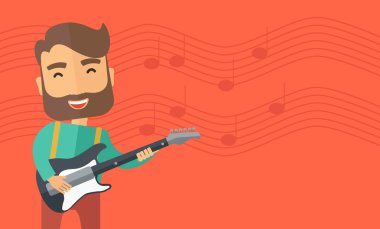 Müzisyen elektrik gitar çalıyor