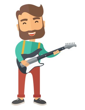 Müzisyen elektrik gitar çalıyor